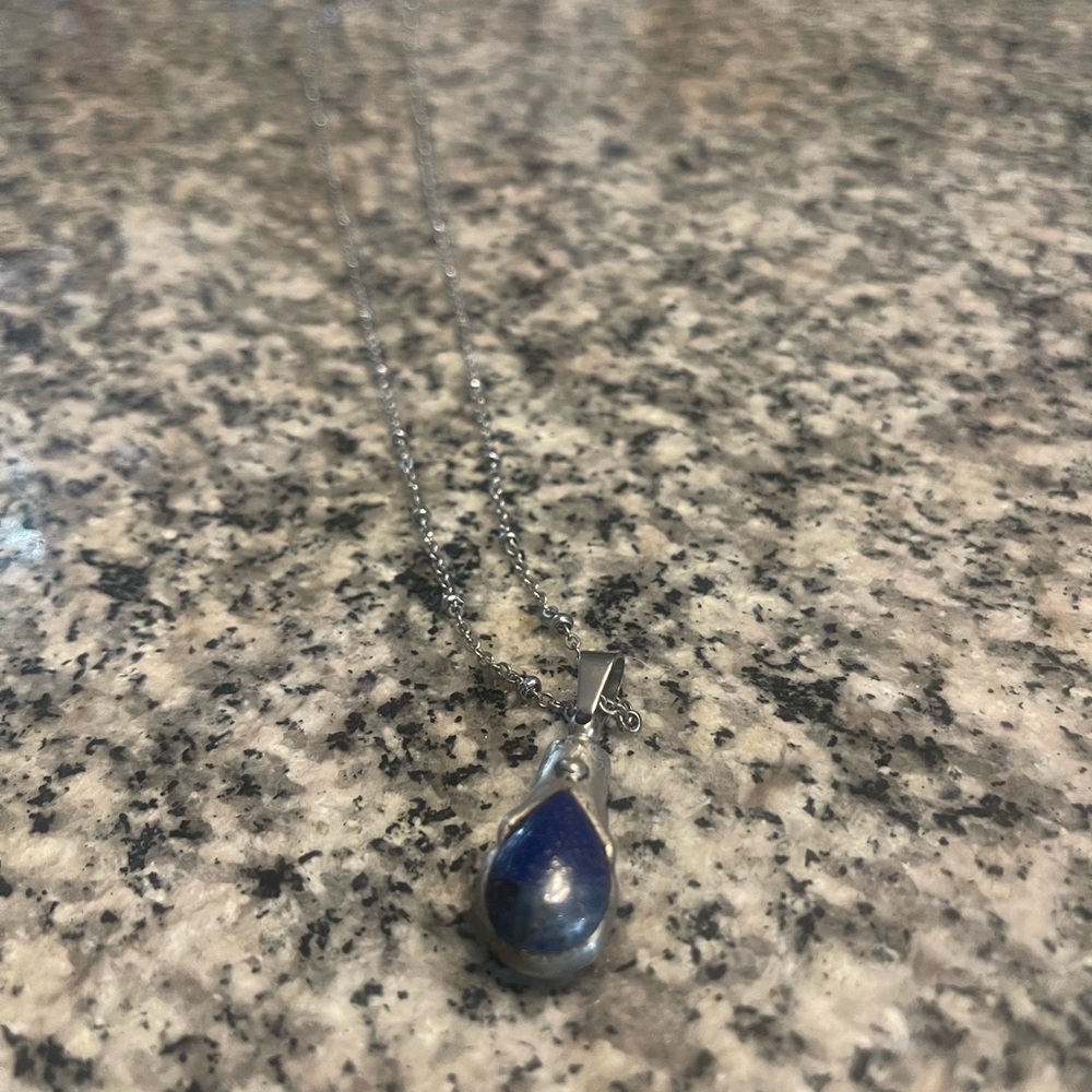 Lapis lazuli tear drop memorial necklace